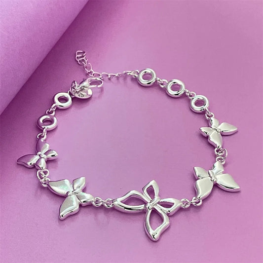 Luxury 925 Sterling Silver Charm butterfly Bracelet, for women