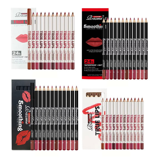 12 pcs Long-Lasting Lipstick Set with Professional Lip Liner Pencil and Matte Lip Gloss for Women