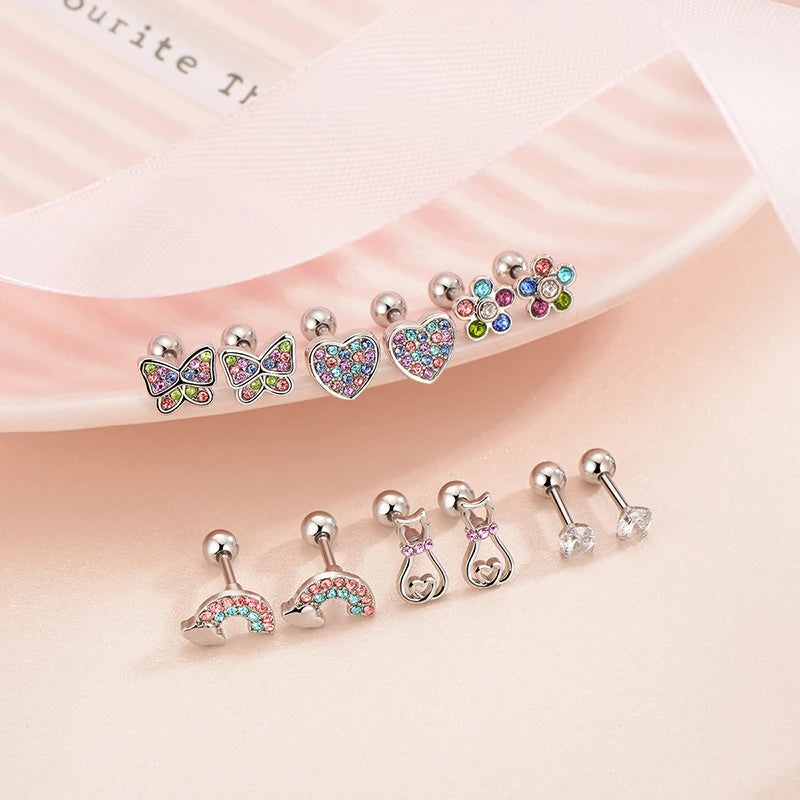 1/ 6 Pairs Hypoallergenic Screwback Earrings for Women