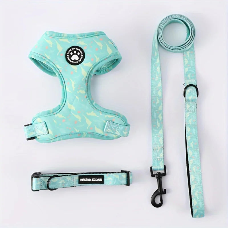 Breathable Adjustable Knit Fabric Dog Harness and Leash Set-All-Season