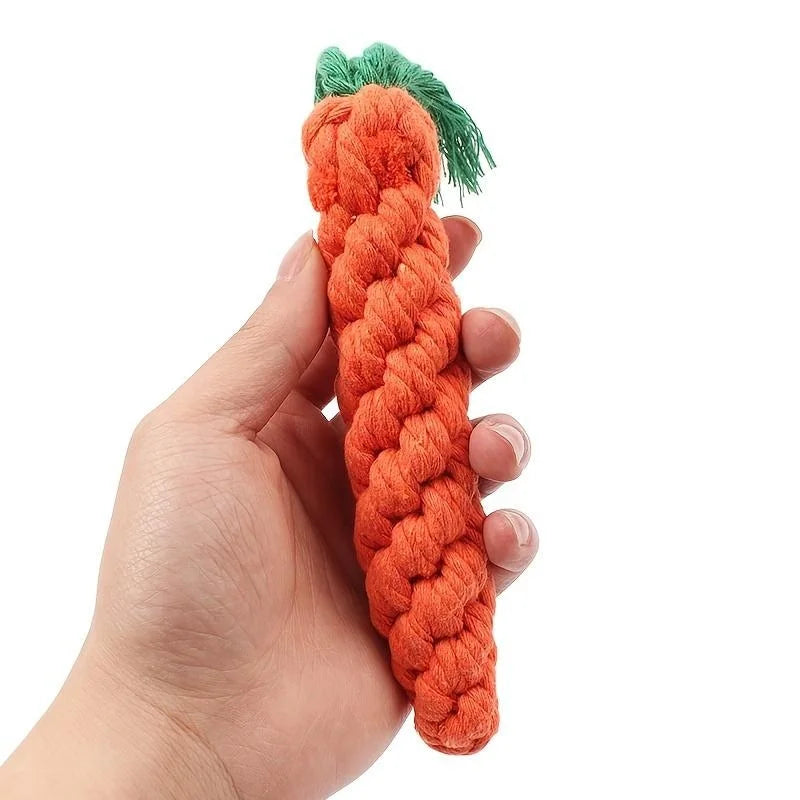 1pc Pet Knot Toy for Dog and Cat Carrot Shape Dog Chew Toys Cotton Rope Toys