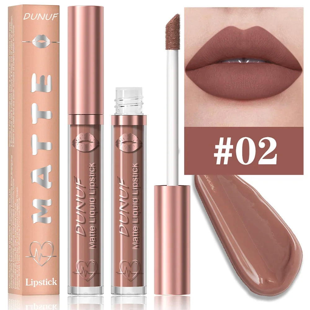 18 Color Waterproof Lip Gloss Nude Apricot Matte Liquid Lipstick Transparent
