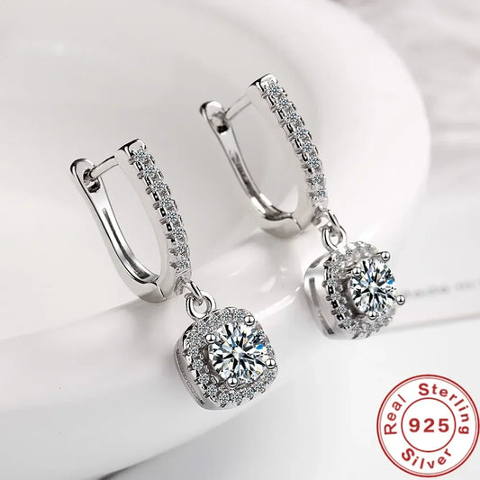 Elegant Hoop Earring for Women Lab Created Diamond 925 Sterling Silver