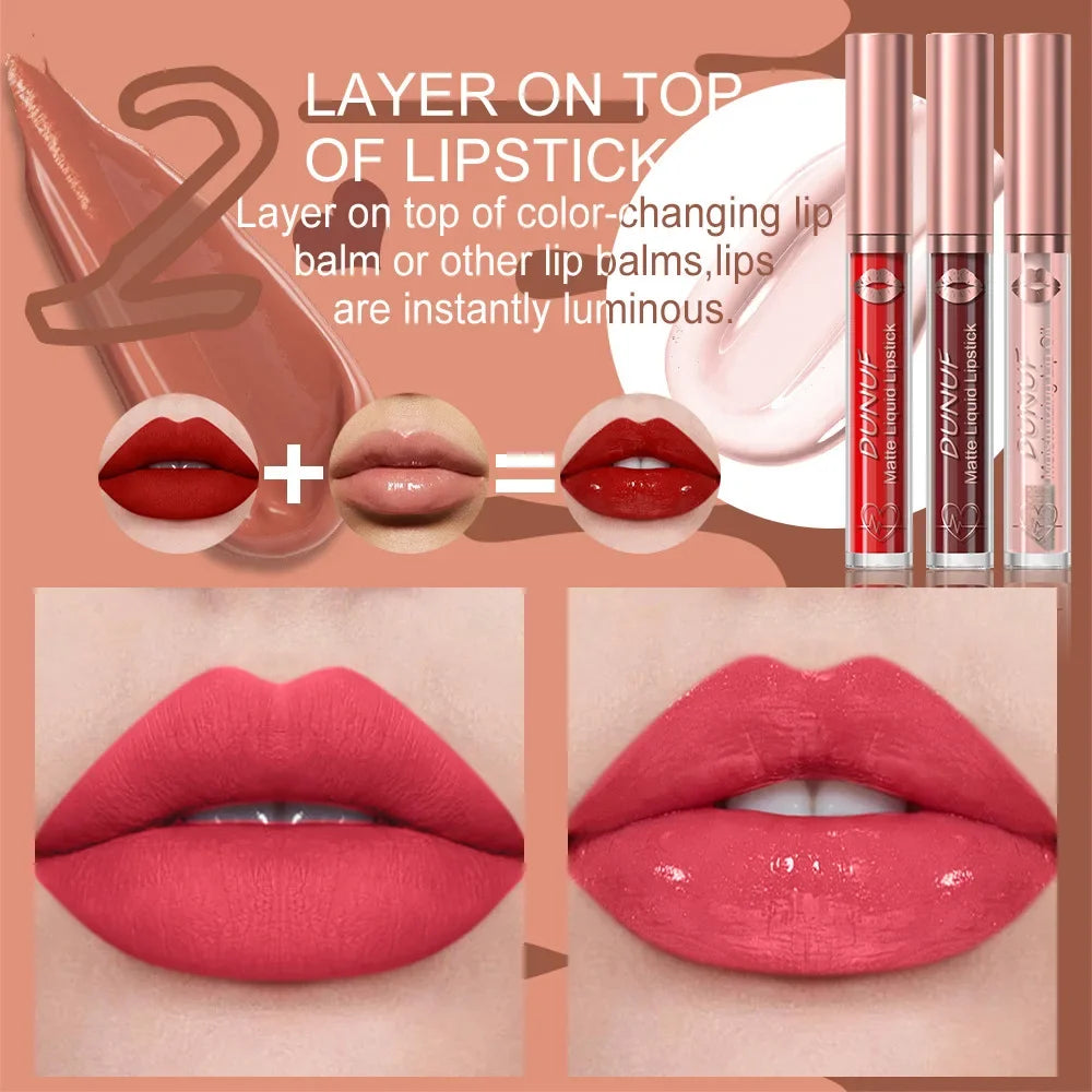 18 Color Waterproof Lip Gloss Nude Apricot Matte Liquid Lipstick Transparent