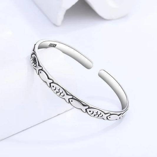 New Retro  925 Sterling Silver Bracelet Fish Design