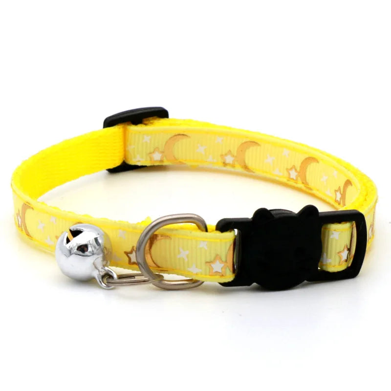 Cat Collar With Bell Cartoon Star Moon Dog Puppy Cat Kitten Collar Adjustable