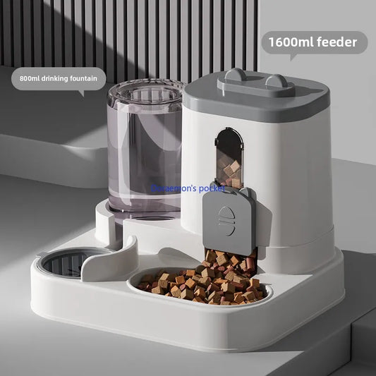 Cat automatic feeding water feeder dog bowl two-in-one water dispenser