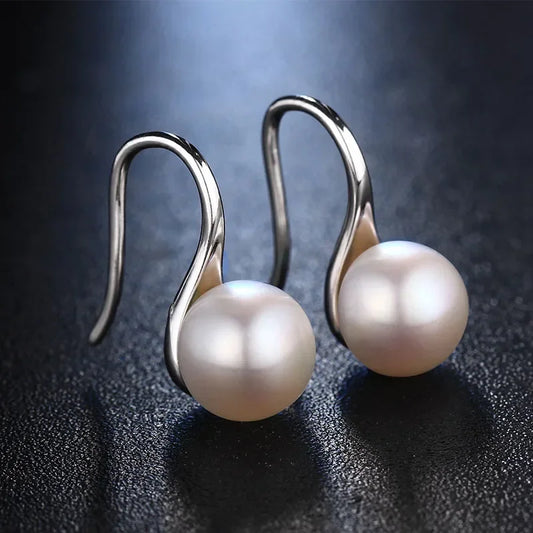 Beautiful 8-9mm Black 100% Nature Freshwater Pearl Earring For Women 925 Silver Earrings