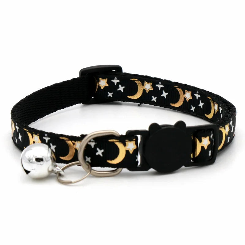 Cat Collar With Bell Cartoon Star Moon Dog Puppy Cat Kitten Collar Adjustable