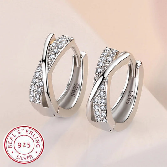 Elegant 925 Sterling Silver Bow Pattern Stud Earrings For Women