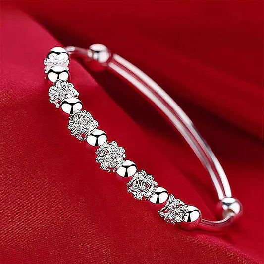 925 Sterling Silver Round Beads Bracelets For Women Luxury Original Adjustable
