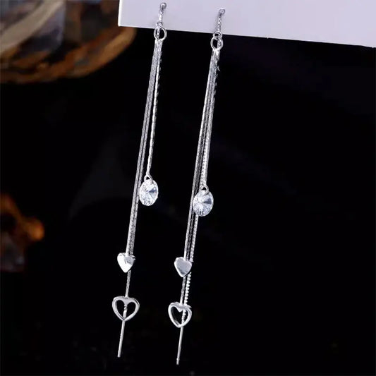 Exquisite Original 925 Sterling Silver Earrings Hearts For Women