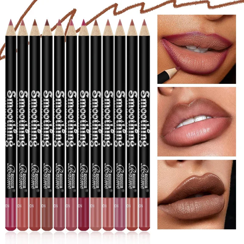 12 pcs Long-Lasting Lipstick Set with Professional Lip Liner Pencil and Matte Lip Gloss for Women
