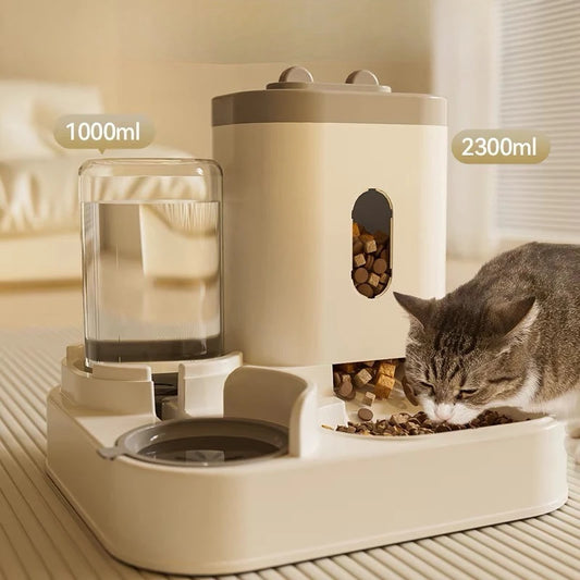 2-in-1 Gravity Pet Feeder and Water Dispenser, Small Dog Cat Food and Water Dispenser