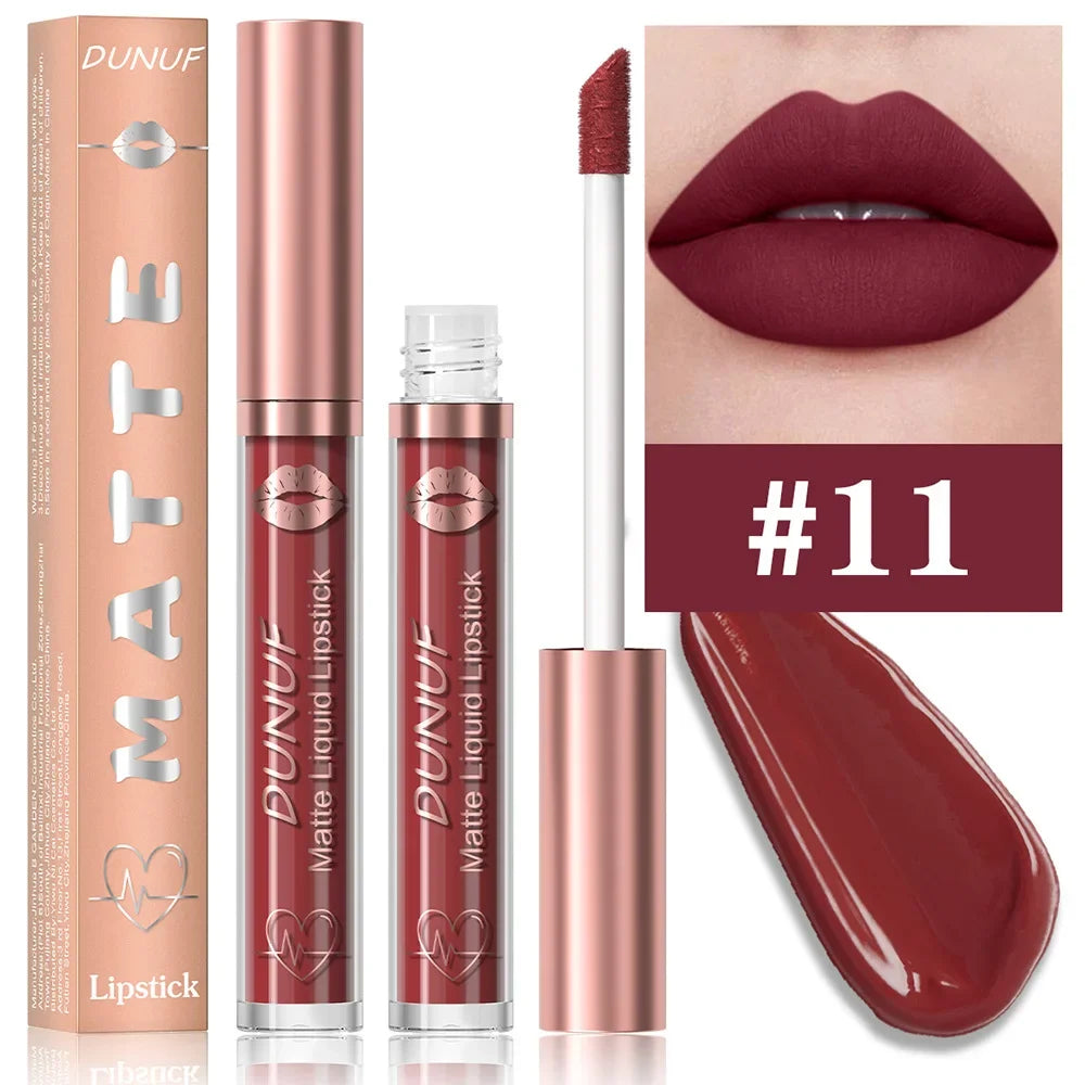 18 Color Waterproof Lip Gloss Nude Apricot Matte Liquid Lipstick Transparent