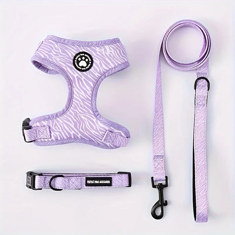 Breathable Adjustable Knit Fabric Dog Harness and Leash Set-All-Season
