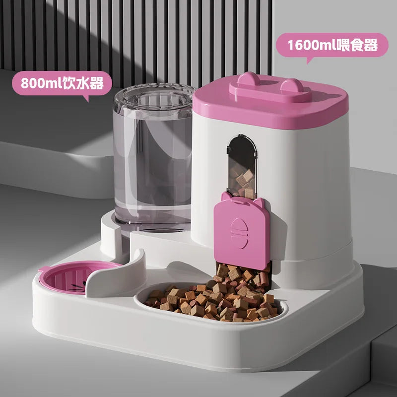 Cat automatic feeding water feeder dog bowl two-in-one water dispenser