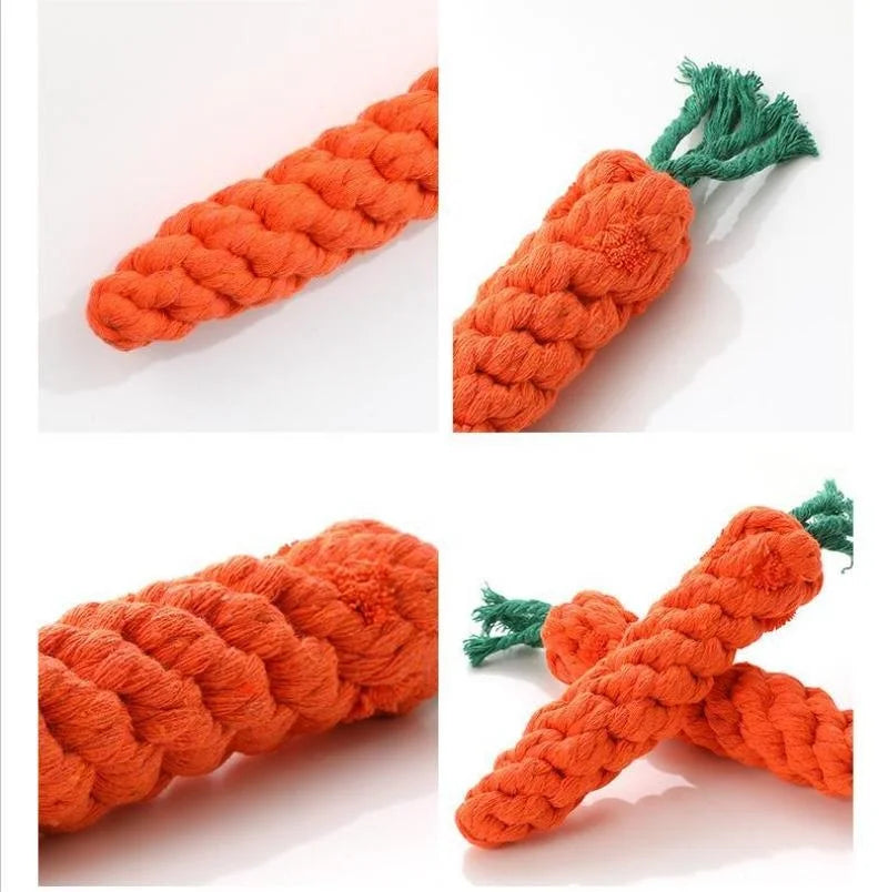 1pc Pet Knot Toy for Dog and Cat Carrot Shape Dog Chew Toys Cotton Rope Toys