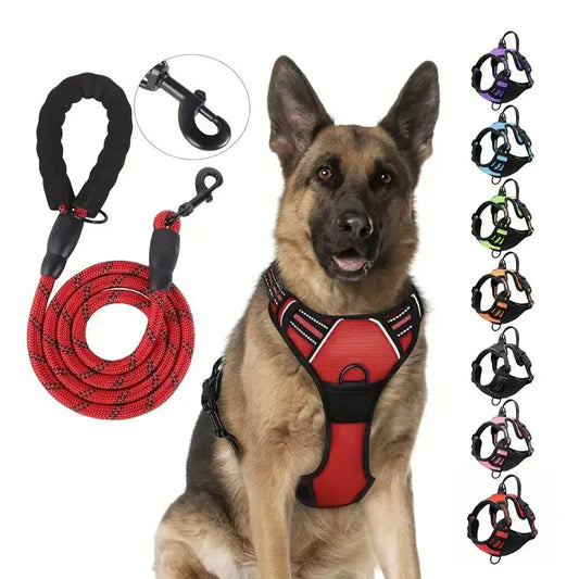 Service Dog Harness Front Clip Heavy Duty Reflective Easy Control Handle for Large Dog
