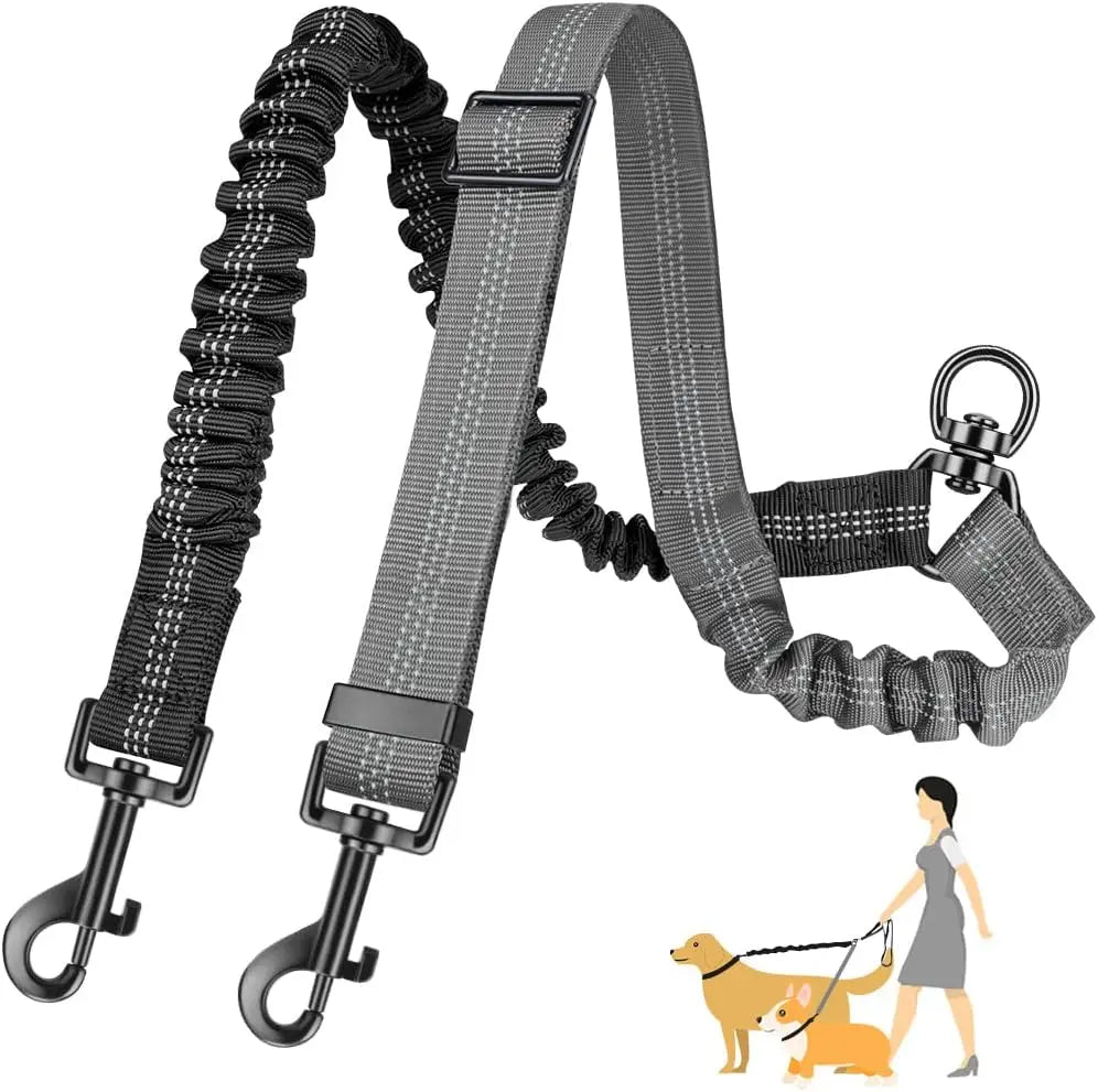 1.6ft Long Dual Dog Leash Attachment - Double Leashes for Training