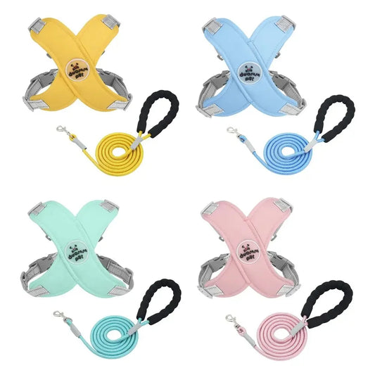 X Shaped Dog Harness Vest and Leash Set for Small Meidum Dogs Reflective