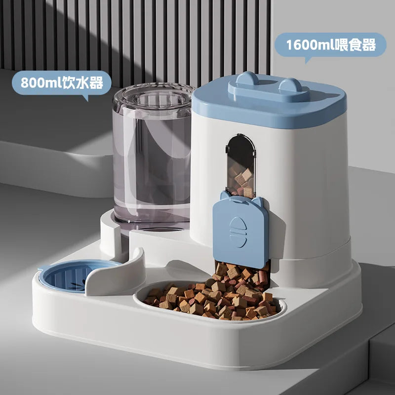 Cat automatic feeding water feeder dog bowl two-in-one water dispenser