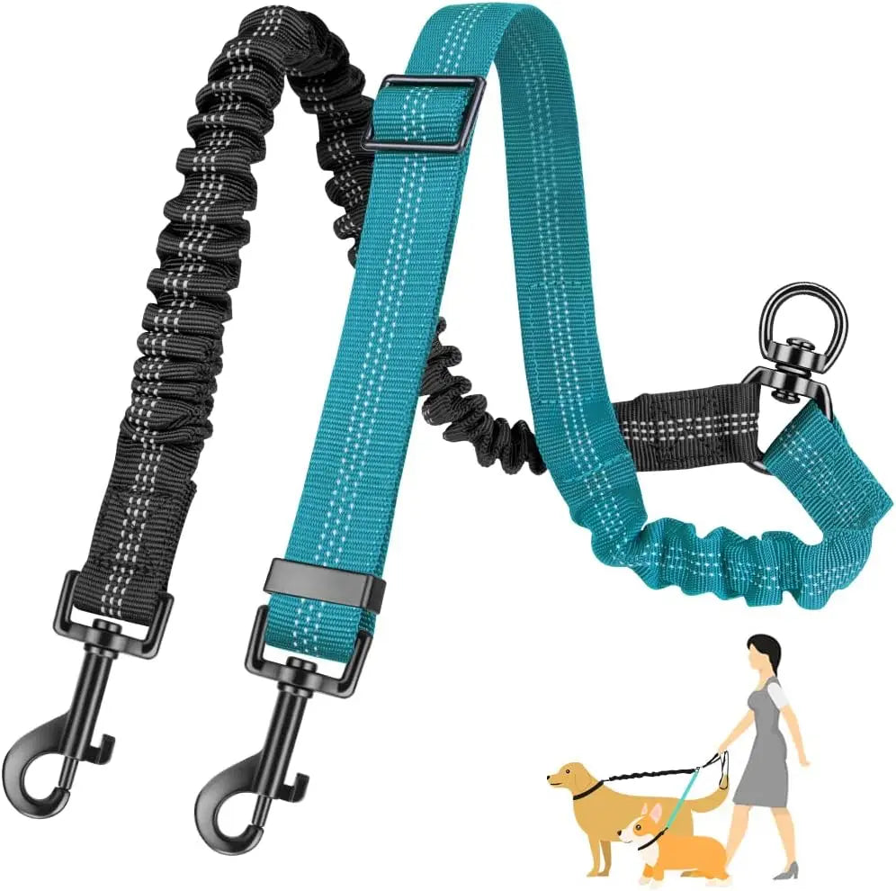 1.6ft Long Dual Dog Leash Attachment - Double Leashes for Training