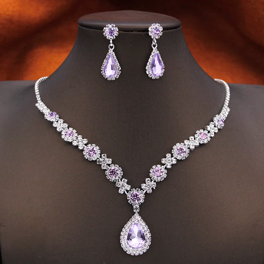 Luxury Women's Rhinestone Water Drop Jewelry Set