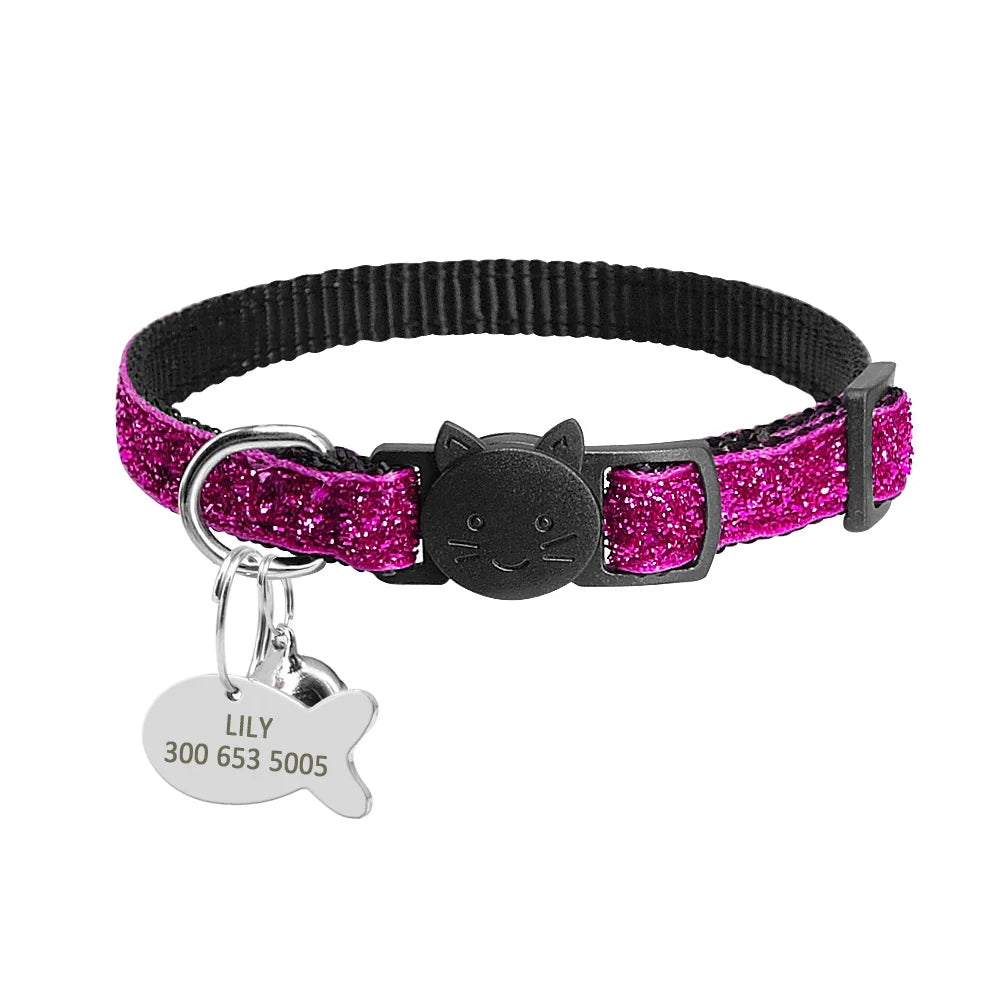 Beautiful Safety Cat Collar Cute Kitten Puppy Collars with Bell  Nylon Print