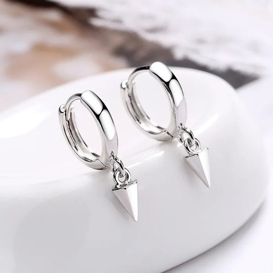 New 925 Sterling Silver Women Earrings Ear Clip Cone Pendant