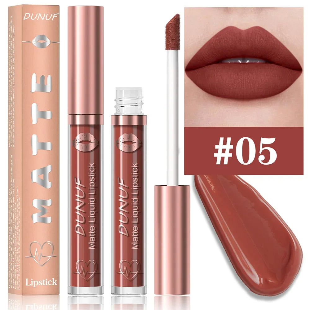 18 Color Waterproof Lip Gloss Nude Apricot Matte Liquid Lipstick Transparent