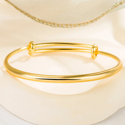 925 Sterling Silver Gold Colour Smooth Surface Bangles Bracelet For Women Luxury Jewelry