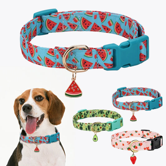 Fruit pattern Pet dog collar with Fruit metal pendant do for Cat Puppy Dog