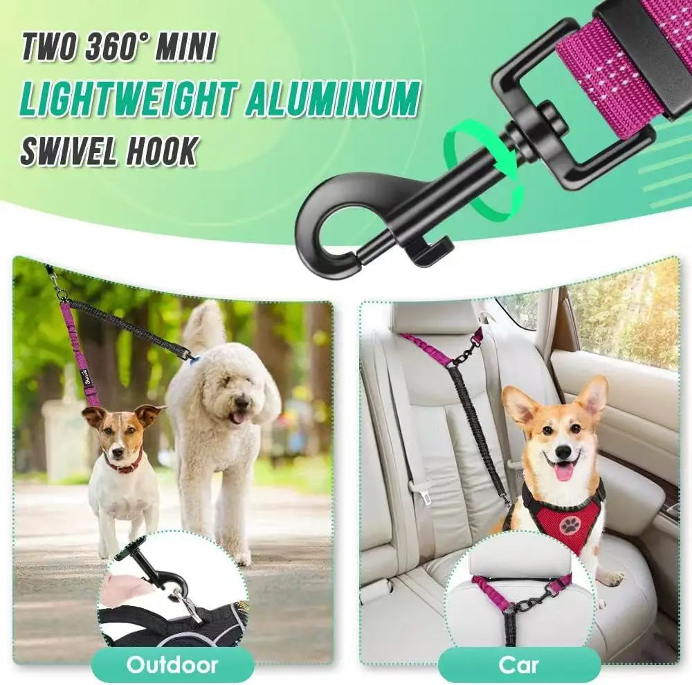 1.6ft Long Dual Dog Leash Attachment - Double Leashes for Training