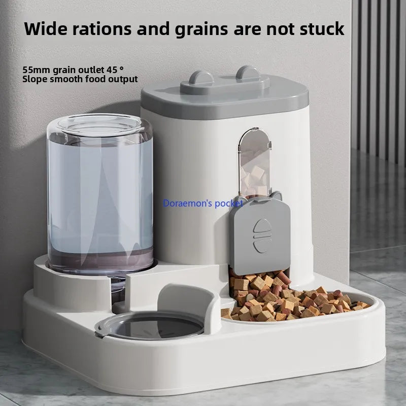Cat automatic feeding water feeder dog bowl two-in-one water dispenser