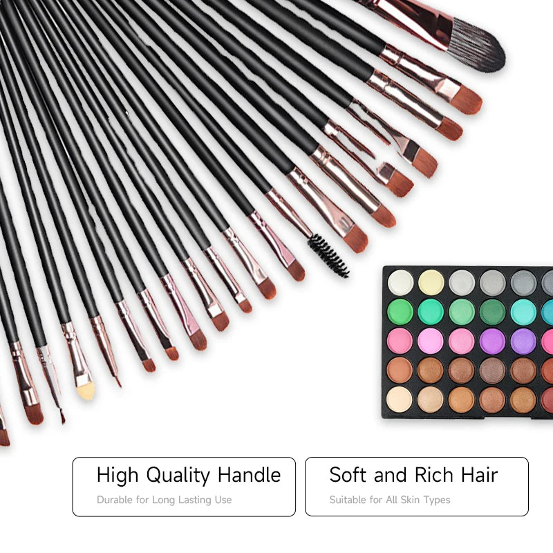 120 Colors Matte Shimmer Eyeshadow Palette Natural Waterproof Makeup Set with 20 makeup brushes