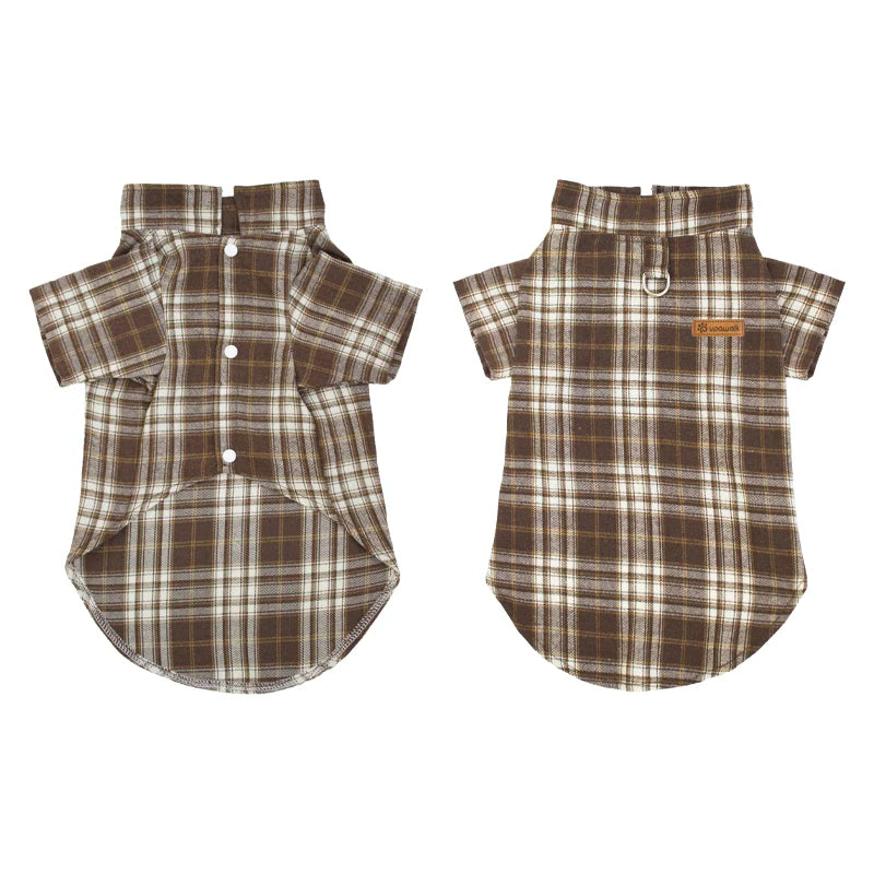 British Style Cat Dog Shirt Spring Summer Pet Clothes with D-ring for Small Dogs