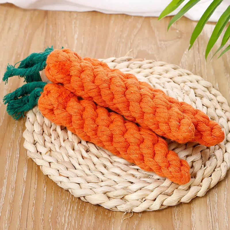 1pc Pet Knot Toy for Dog and Cat Carrot Shape Dog Chew Toys Cotton Rope Toys