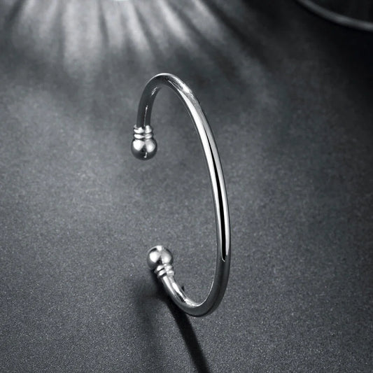 New charms fine Simple elegant 925 Sterling Silver cuff Bracelets