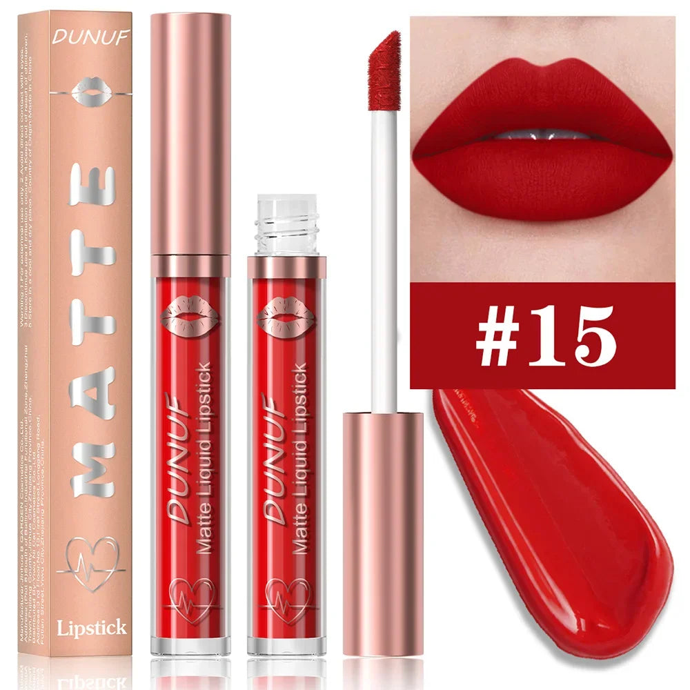 18 Color Waterproof Lip Gloss Nude Apricot Matte Liquid Lipstick Transparent