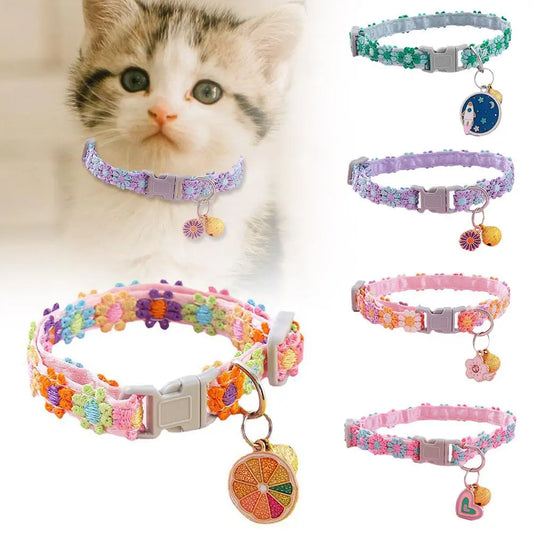 Pet Collar Adjustable Colorful Lace Flower Cat / Dog Collar Accessory