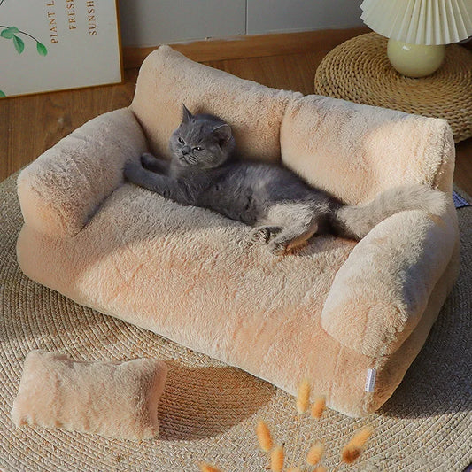 Velvet Soft Warm Pet Sofa for Small Dogs Cats Luxury Cat Bed Washable Non-slip