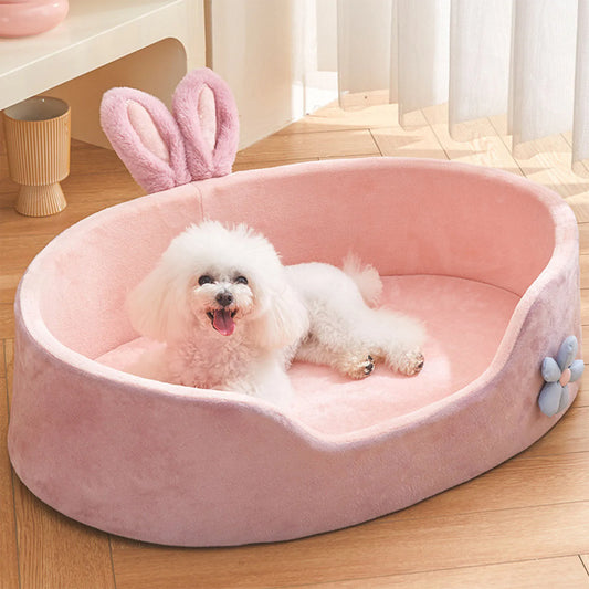 Pink Pet Bed Detachable Washable Dog Sleeping Bed Soft Comfortable Warm